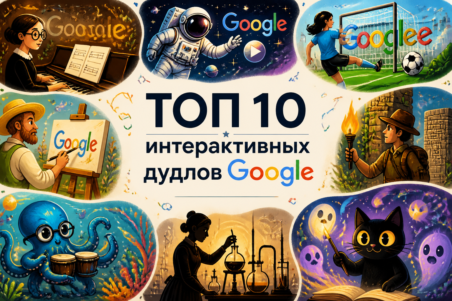 топ 10 интерактивных дудлов google — иллюстрация к статье «топ 10 интерактивных дудлов google»