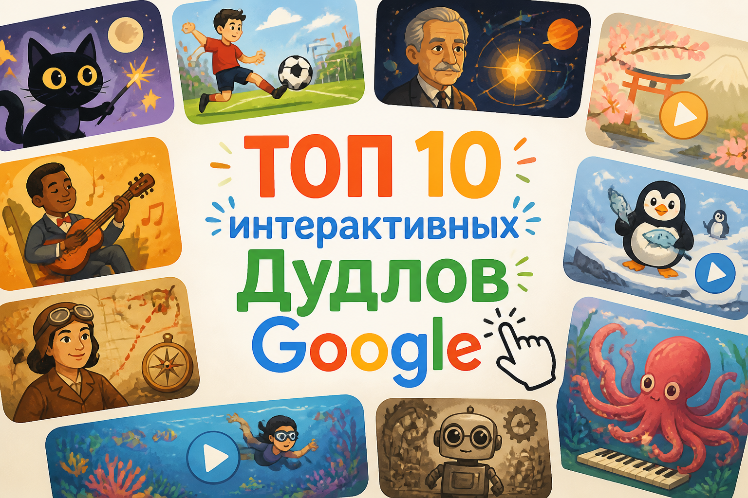 топ 10 интерактивных дудлов google — иллюстрация к статье «топ 10 интерактивных дудлов google»