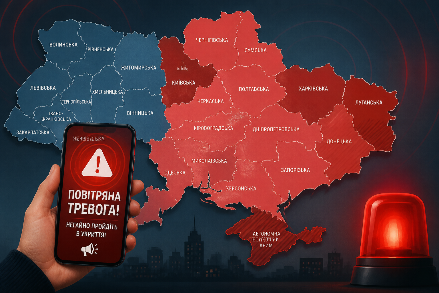карта воздушной тревоги в украине — иллюстрация к статье «карта воздушной тревоги в украине»
