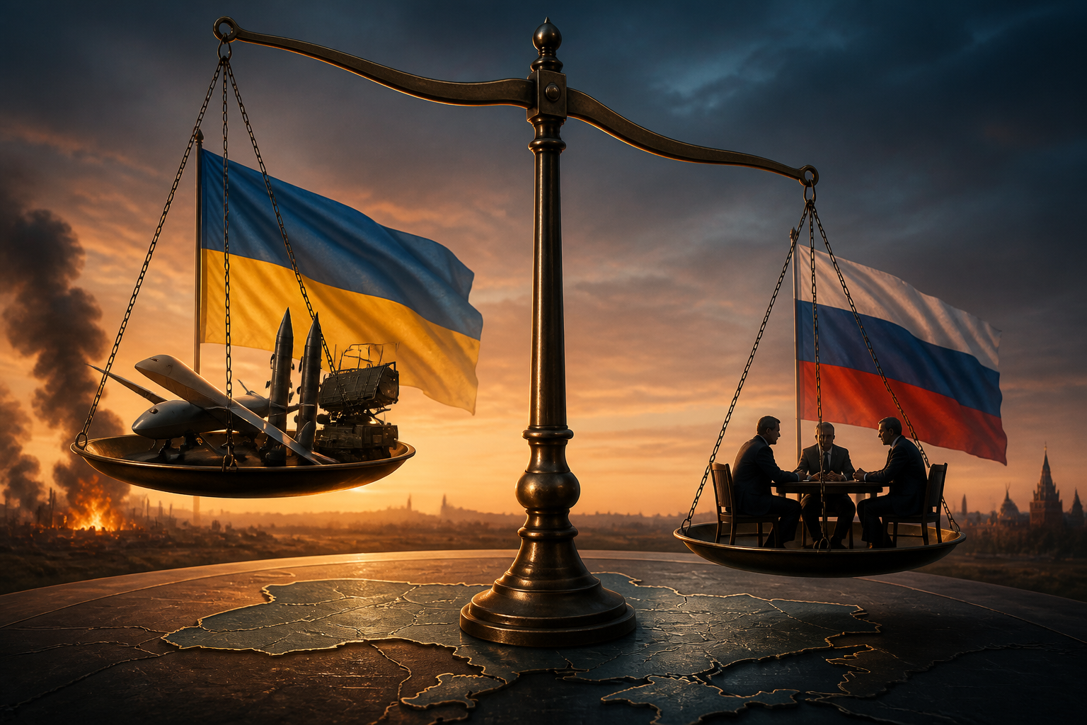 Откуда берётся переговорная сила — иллюстрация к статье «переговоры Украина-Россия: как украинские удары могу склонить чашу вессов»