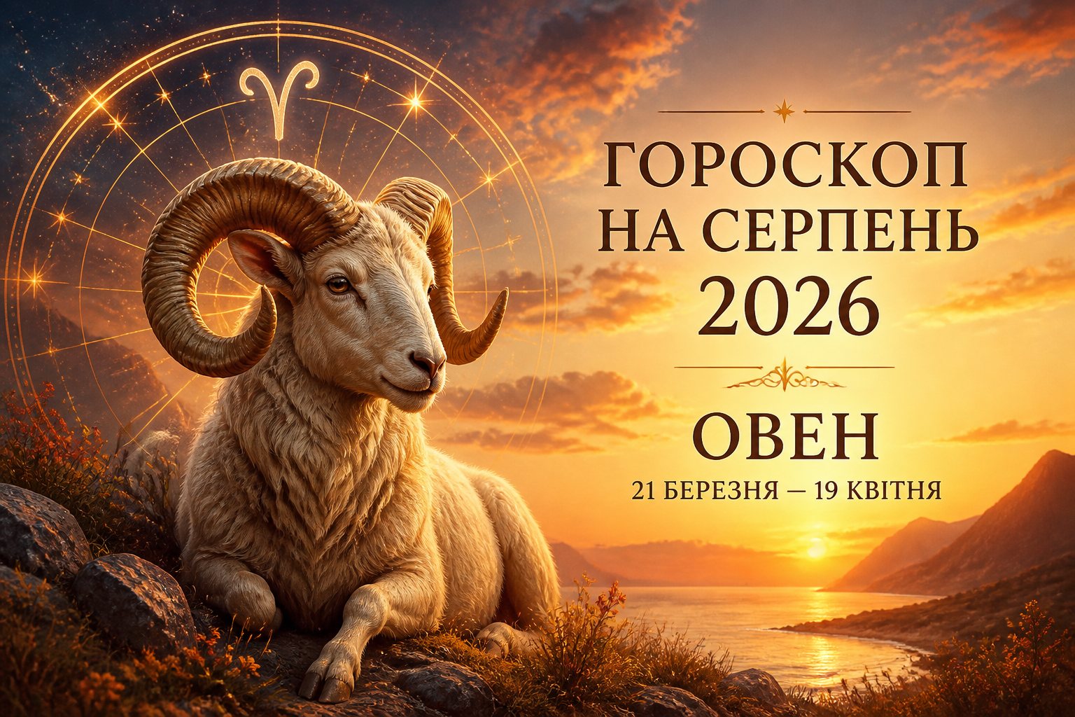 Овен (21 березня — 19 квітня) — иллюстрация к статье «гороскоп на август 2026»