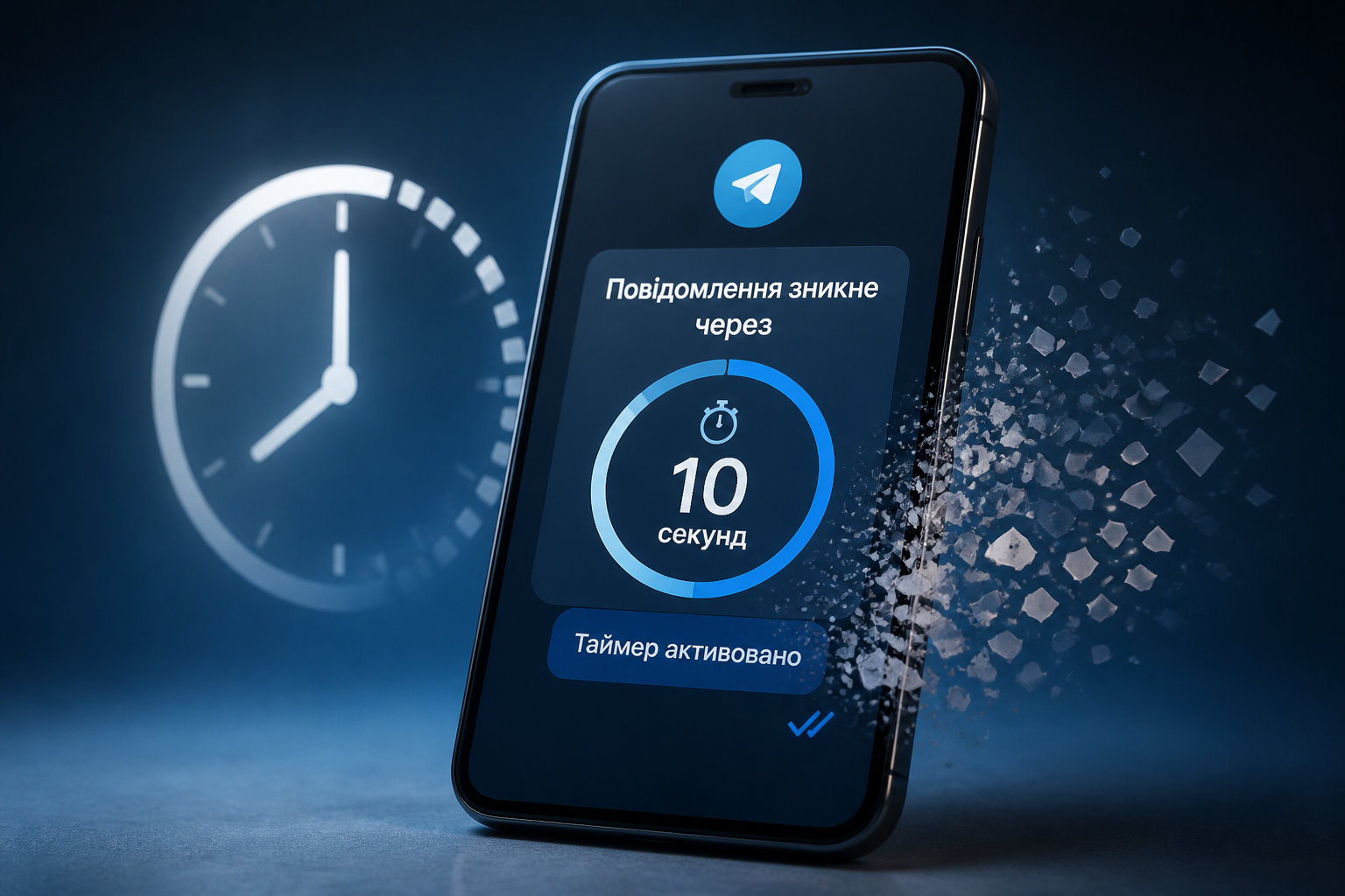 Таймер самознищення повідомлень — иллюстрация к статье «как правильно пользоваться телеграм: 15 фишек о которых мало кто знает»