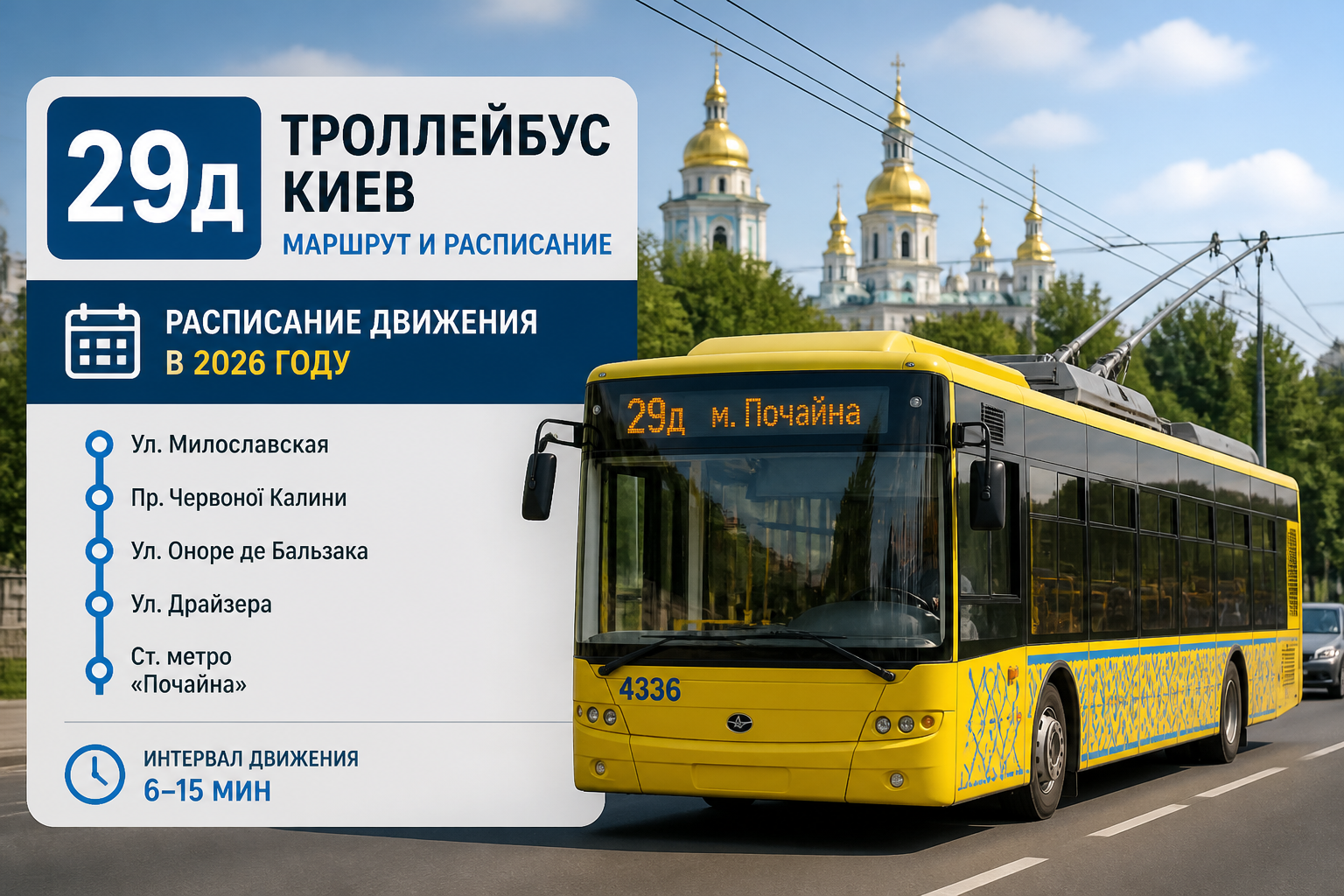 Расписание движения в 2026 году — иллюстрация к статье «29д троллейбус Киев: маршрут и расписание»