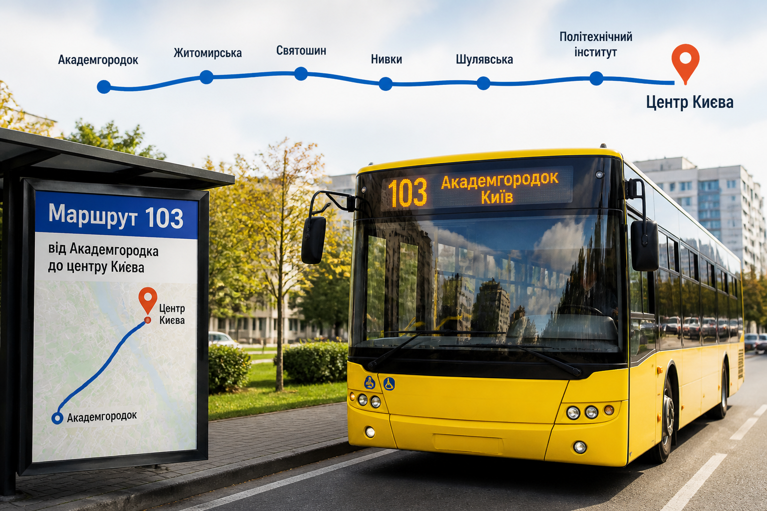 103 автобус Академмістечко Київ: маршрут і розклад 2026