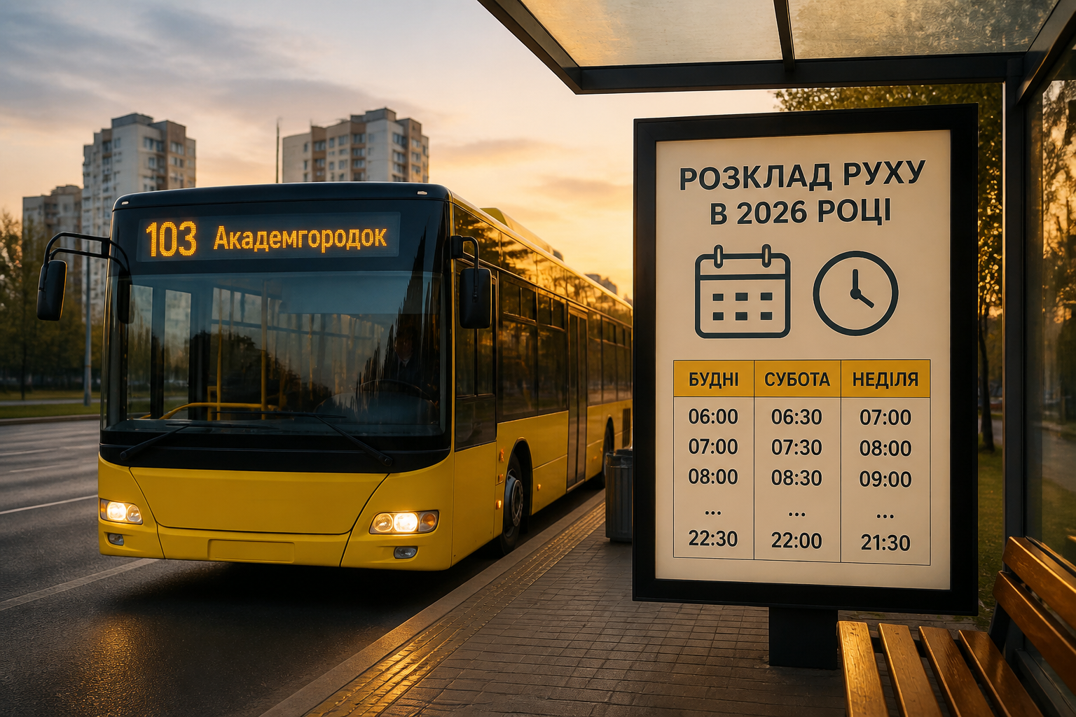 Расписание движения в 2026 году — иллюстрация к статье «103 автобус академгородок Киев: маршрут и расписание»