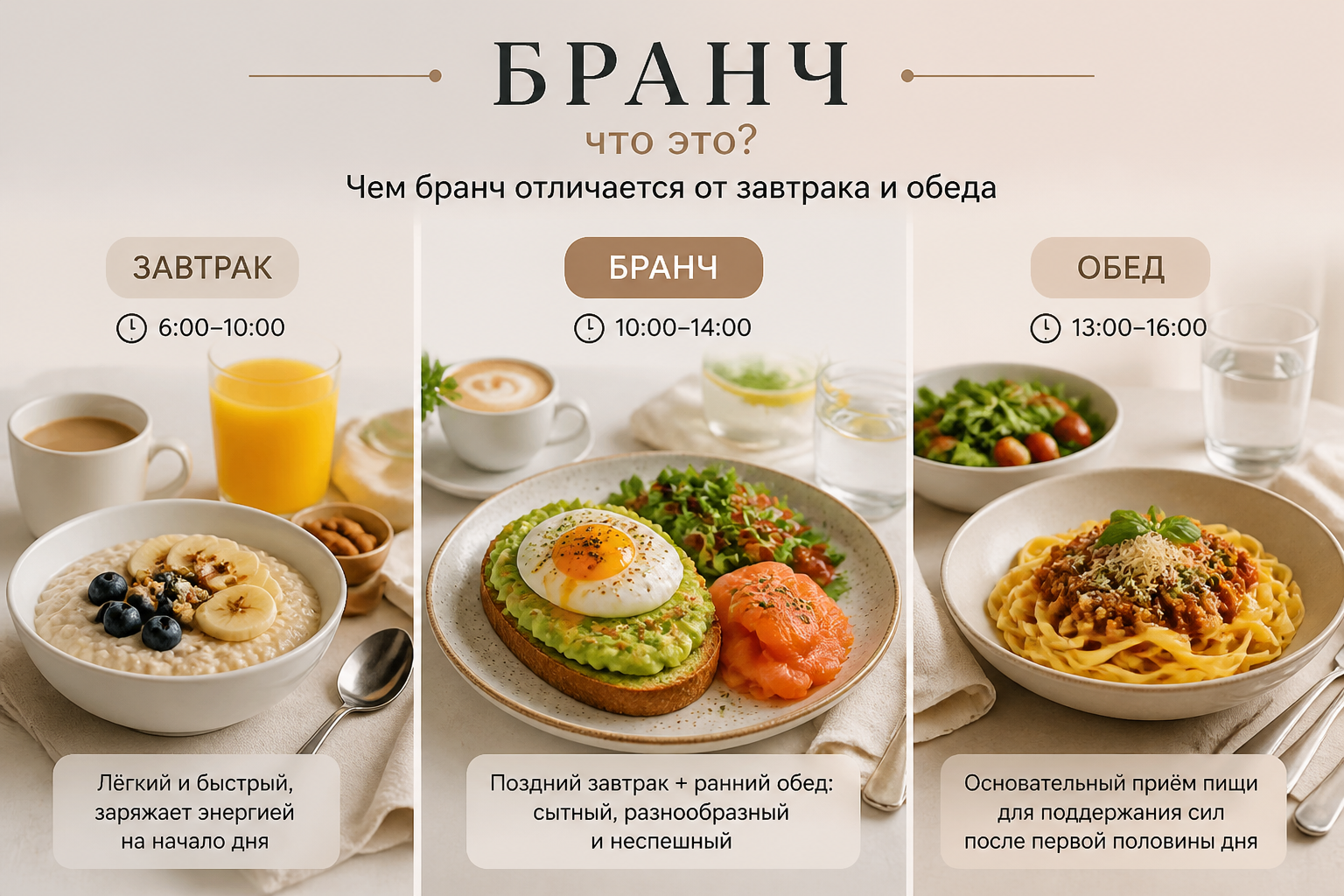 Чем бранч отличается от завтрака и обеда — иллюстрация к статье «бранч это»