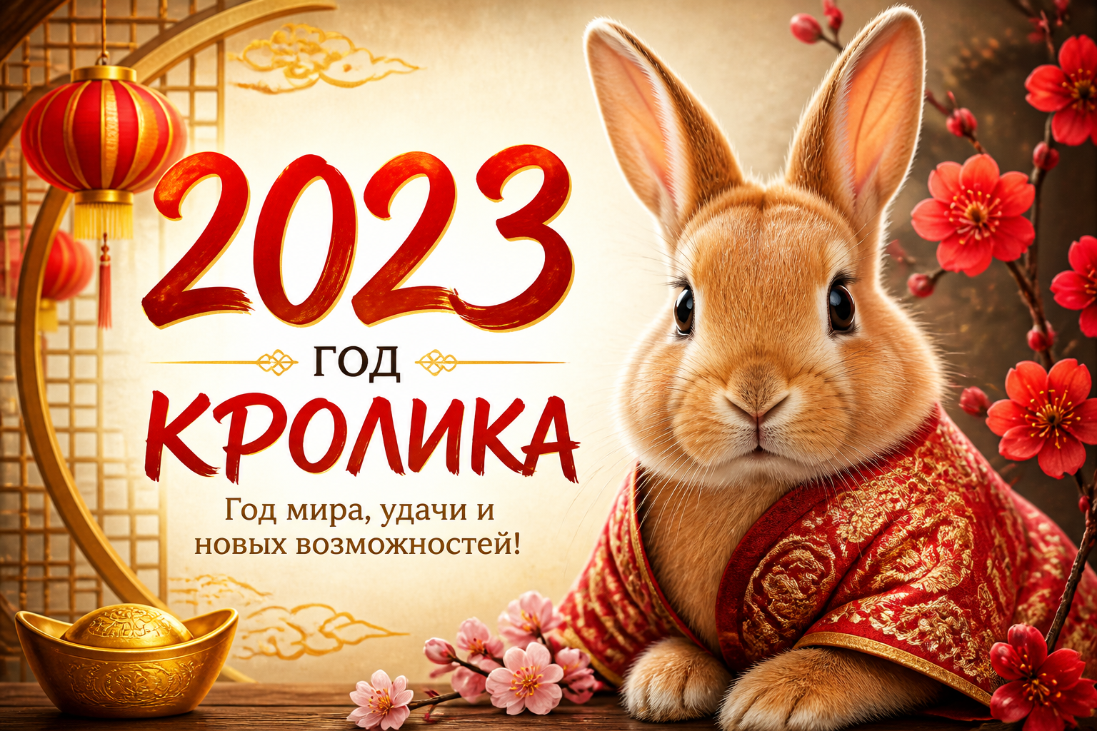2023 год кого: Чёрного Водяного Кролика по восточному календарю